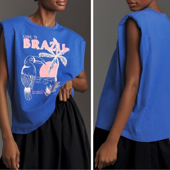 FARM Rio Tops - Farm Rio Brazil Muscle Cotton Tee, Size XL